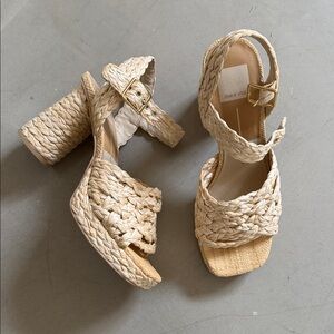 Dolce Vita Cream Braided Block Heel Sandals